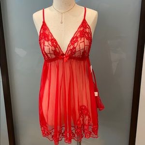Fredericks of Hollywood Red Chemise Vintage (Size Large) NWT